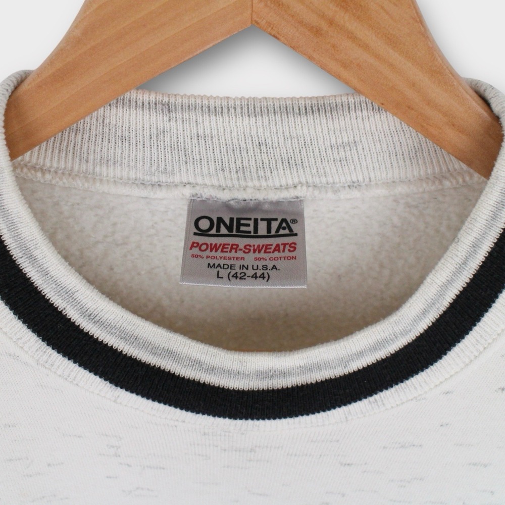 Vintage 90s Warriors Collegiate Sweatshirt Marbled Gray‎ Large Crewneck ONEITA - Picture 4 of 4